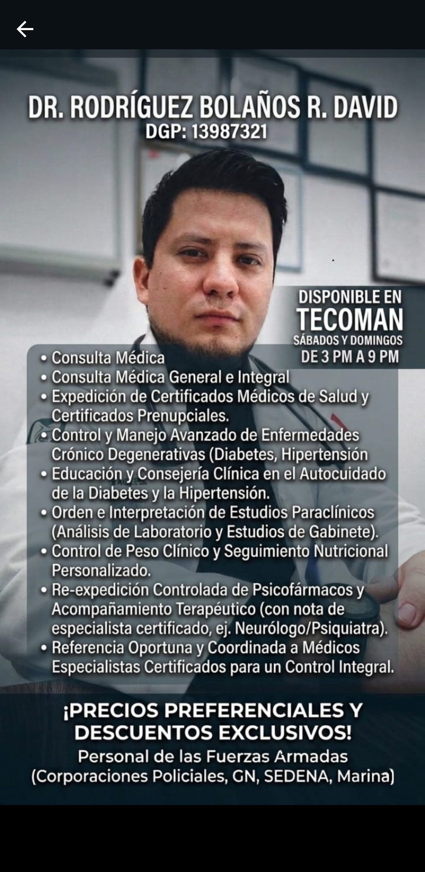 Instalaciones del consultorio de David Bolaños